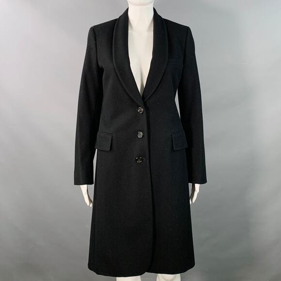 ANN DEMEULEMEESTER Size M Black Wool Shawl Collar Coat - Picture 1 of 8
